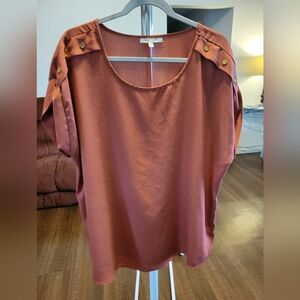 Elegant Copper Blouse with Gold Accents